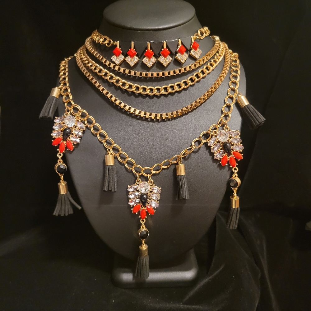 Vintage Multi Layer Long Statement Necklace - image 6